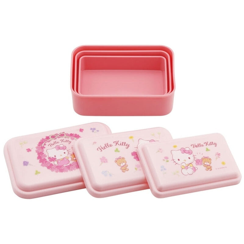 Skater Hello Kitty Floral Wreath Sealed Lunch Box Set 3pcs