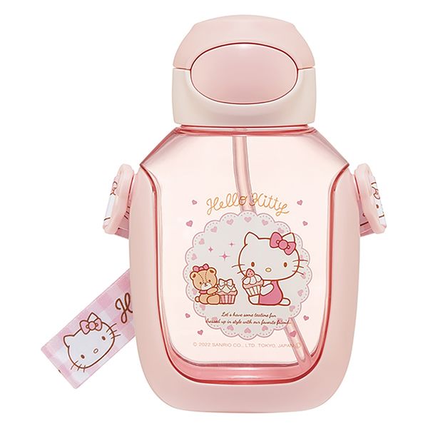 Skater Hello Kitty One-Push Water Bottle with Straw 530ml