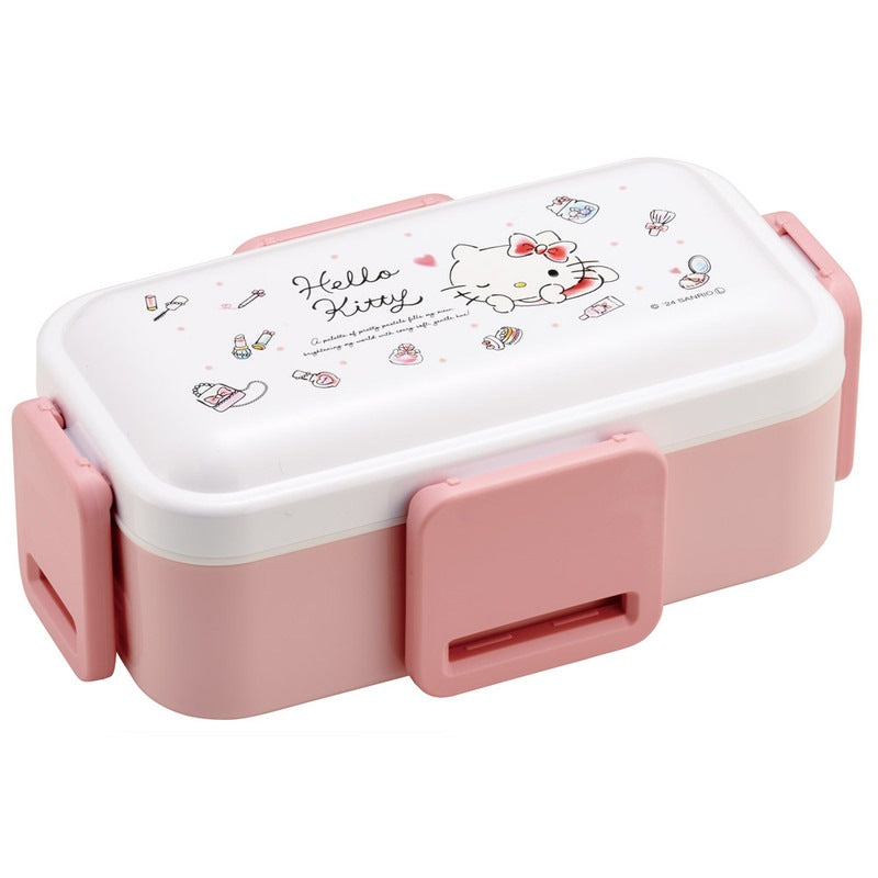 Skater Hello Kitty Watercolour Cosmetics 2 Tier Lunch Box 600ml