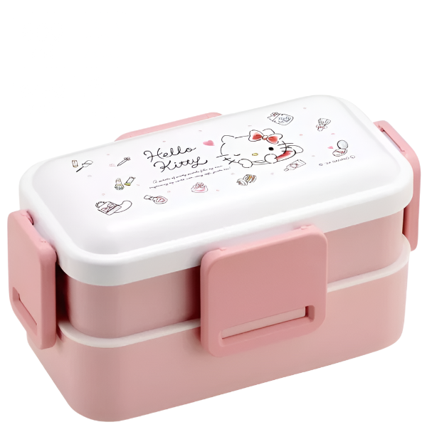 Skater Hello Kitty Watercolour Cosmetics 2 Tier Lunch Box 600ml