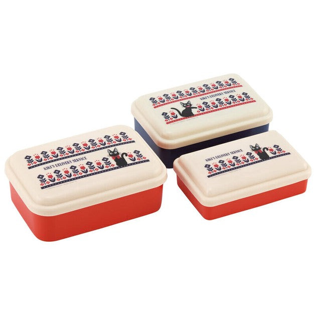 Skater Kiki&#39;s Delivery Service Modern Flower Sealed Lunch Box Set 3pcs