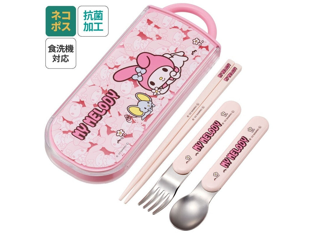 Skater My Melody with Flat Trio Cutlery Set