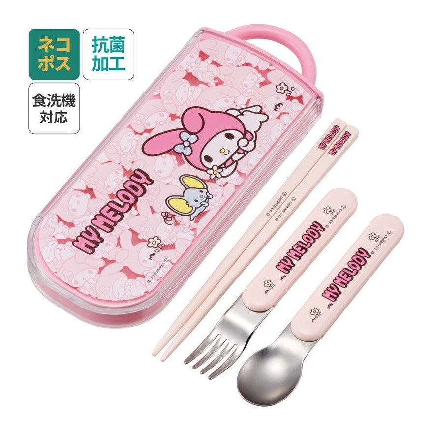 Skater My Melody with Flat Trio Cutlery Set