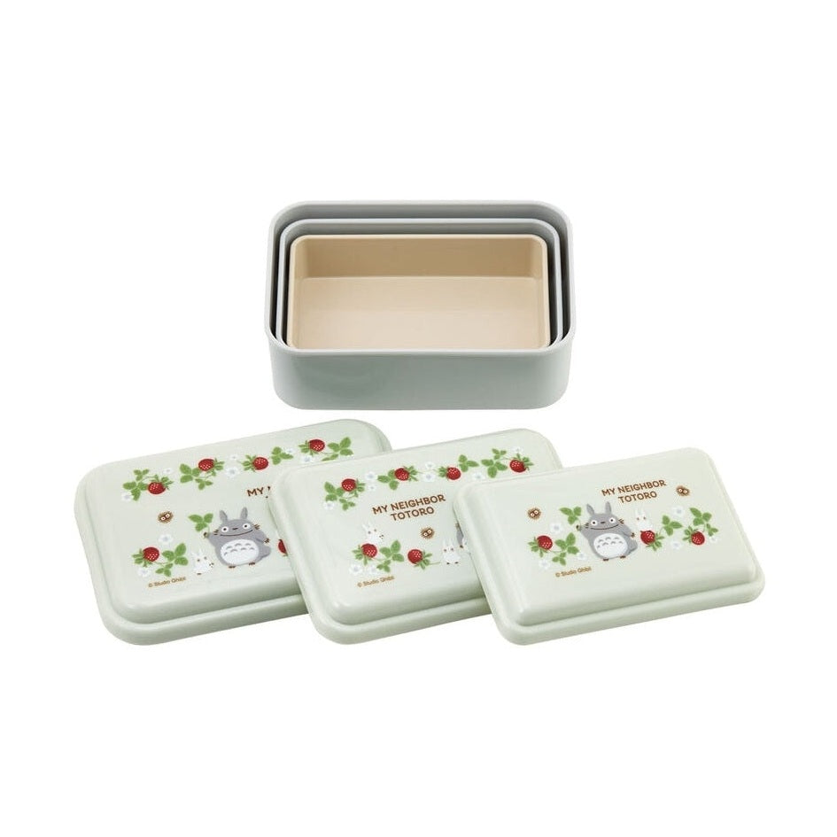 Totoro Raspberry Bento Lunch Box Set 3pcs nested with lids