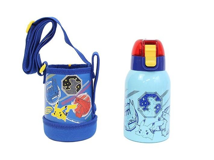 Skaters Pokemon thermos Water Bottle 400ml w/ Cup & Strap