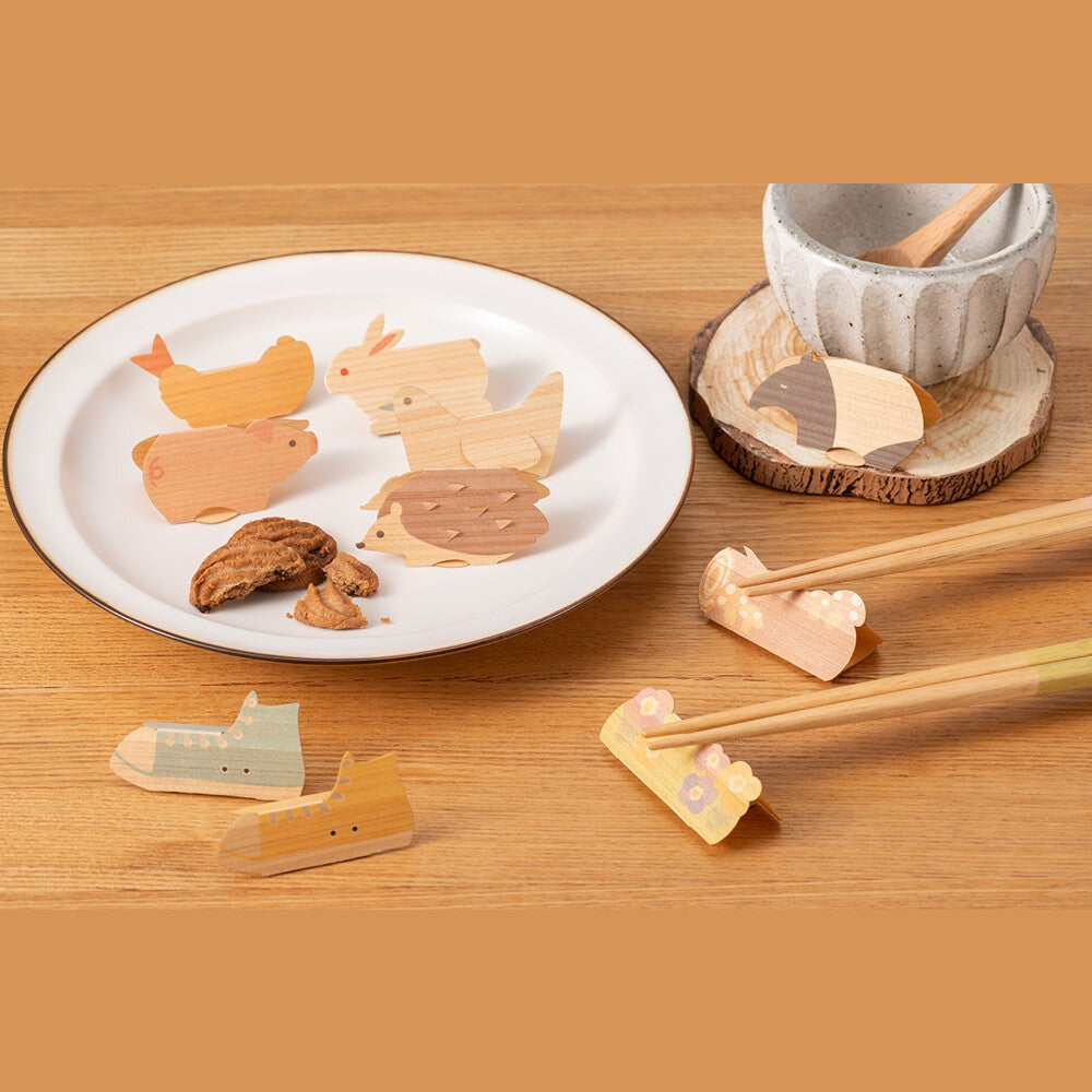 Sun Wood Paper Bird Chopstick Rest 2P