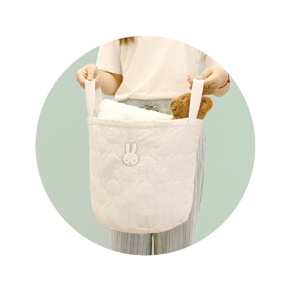T's Factory Miffy Ivory Quilted Storage Basket