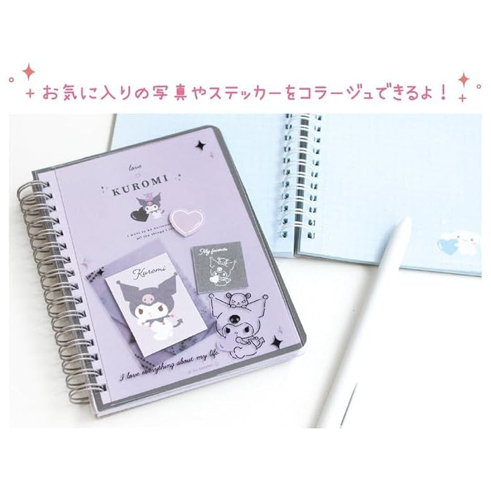 T's Factory Sanrio Kuromi Purple & Black Decoration A6 Ring Notebook