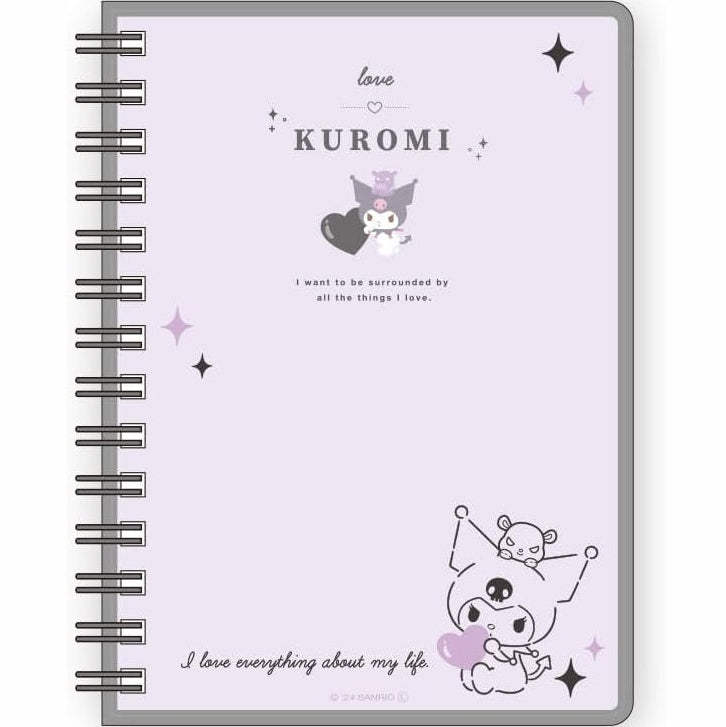 T&#39;s Factory Sanrio Kuromi Purple &amp; Black Decoration A6 Ring Notebook