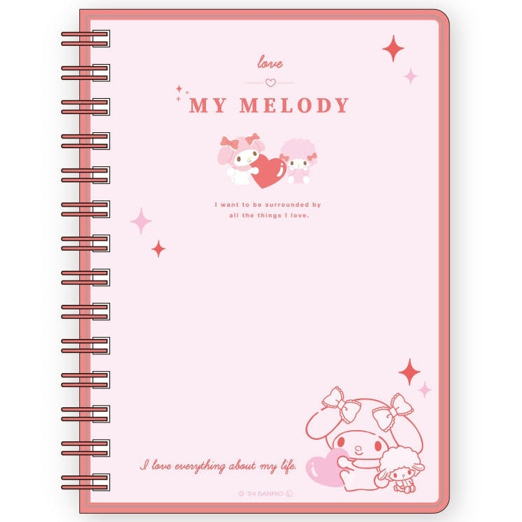 T&#39;s Factory Sanrio My Melody Pink &amp; Red Decoration A6 Ring Notebook