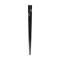 Close-up of black glitter chopsticks with silver cherry blossom design