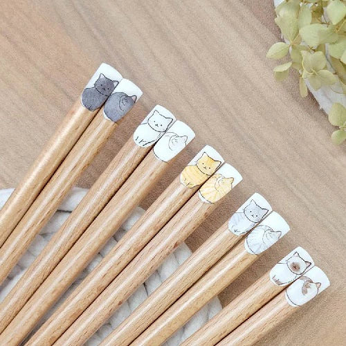 Tanaka Hashiten Nyanmoniyaito Chopsticks 22.5cm - Siamese Cat