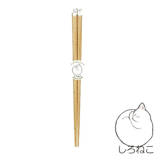 Tanaka Hashiten Nyanmoniyaito Chopsticks 22.5cm - White Neko