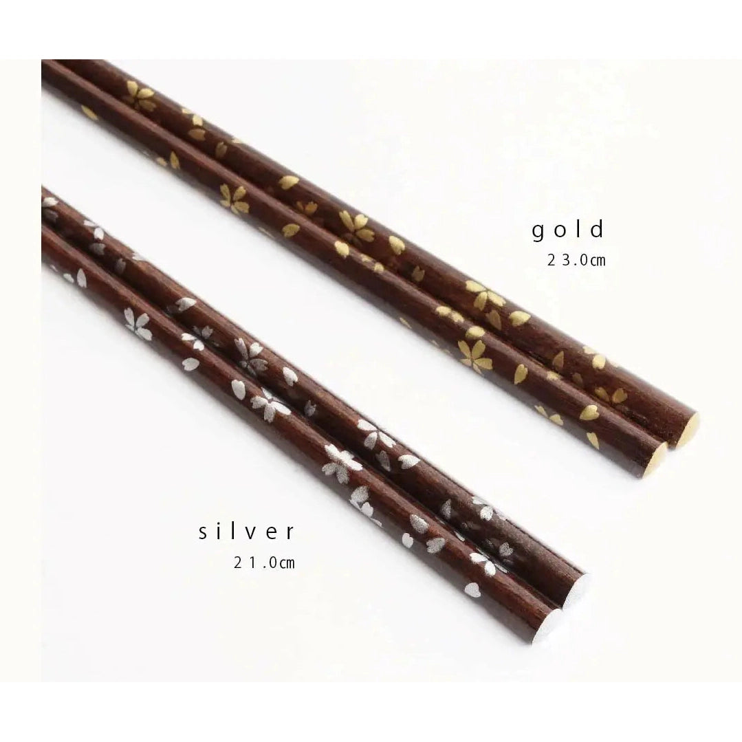 Tanaka Hashiten Sakura Triangular Chopstick - Gold 23cm