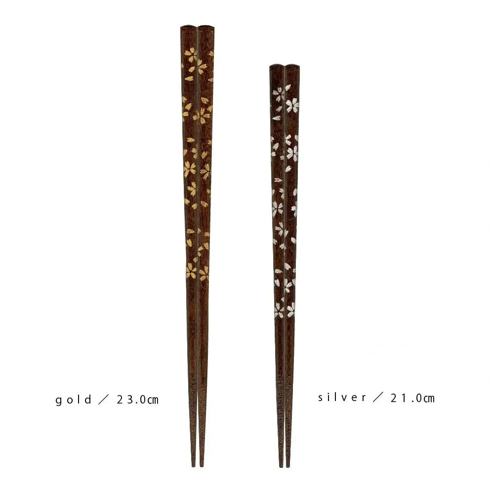 Tanaka Hashiten Sakura Triangular Chopstick - Gold 23cm