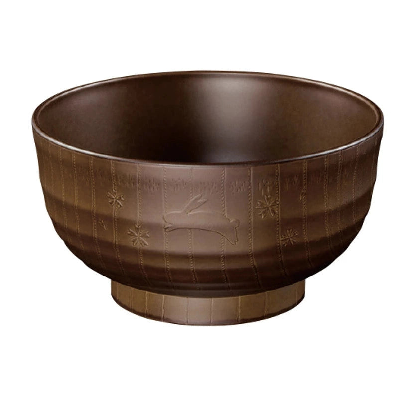 Tanaka Hashiten Wood Grain Rabbit Donburi Bowl
