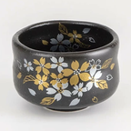 Tenmoku Gold Sakura Matcha Bowl & Plate Set