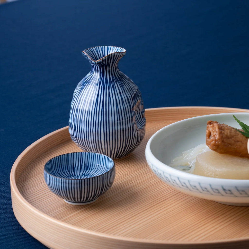 Tokusa Blue Stripe Sake Bottle 200ml