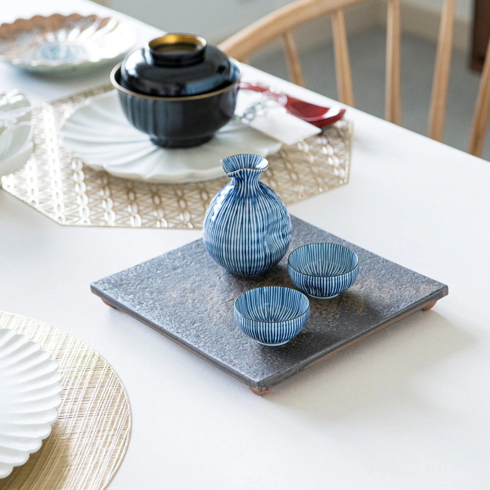 Tokusa Blue Stripe Sake Bottle 200ml