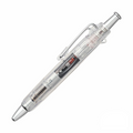 Transparent Tombow AirPress ballpoint pen with silver accents and red ink