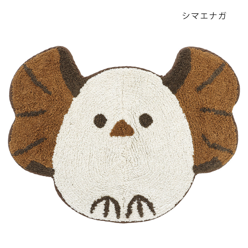Tufted Shimaenaga bird floor mat featuring raised brown wing details