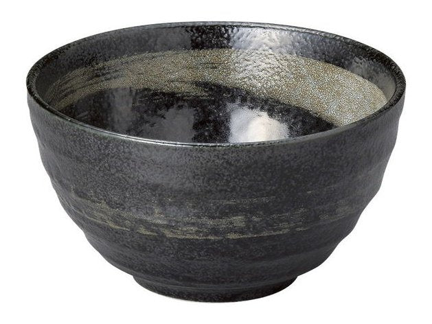 Touga Black Brush Rice Bowl 16D 8.8D
