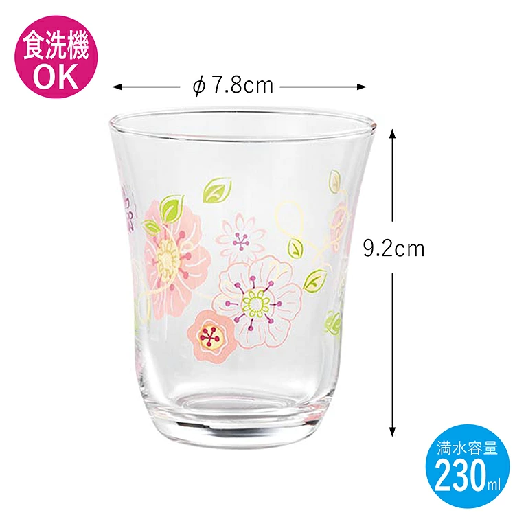 Toyo Sasaki Decor Line Flower Pink Tumbler Set 230ml 4pc