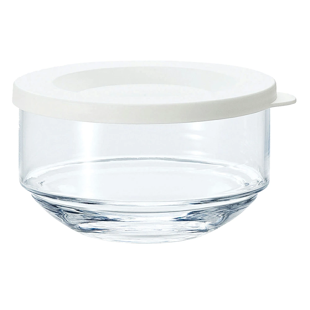 Toyo Sasaki My Delica Keeper white glass food storage container with stackable lid