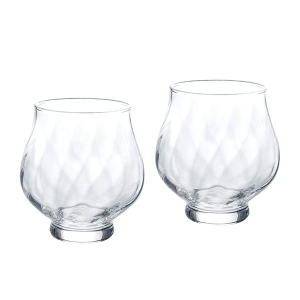 Toyo Sasaki stemless wine glass set with faceted diamond texture