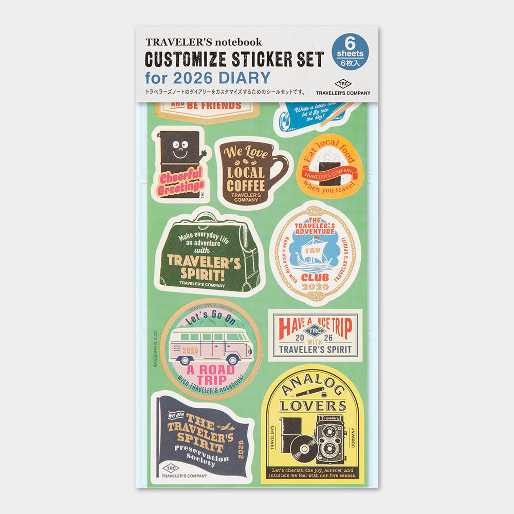 Traveler's Company Customise Sticker Set for 2026 Diary - 6 Sheets