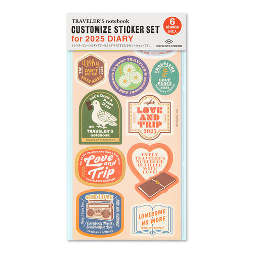 Traveler&#39;s Company Notebook Customize Sticker Set for 2025 Diary 6 Sheets