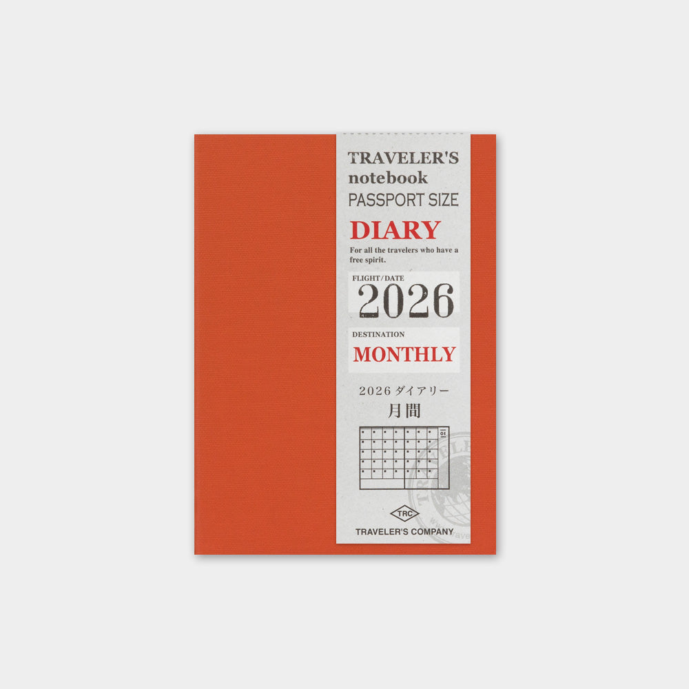 Traveler's Company Passport Notebook 2026 Diary Refill - Monthly