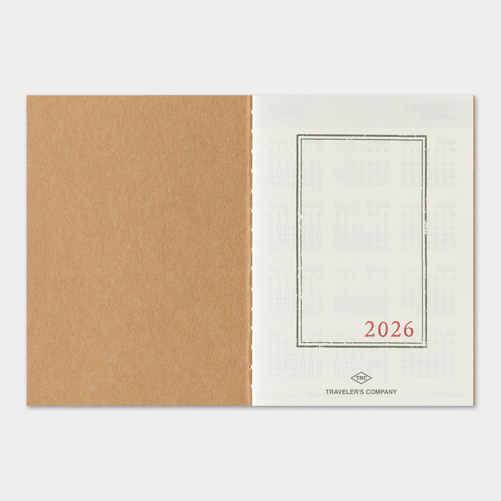 Traveler's Company Passport Notebook 2026 Diary Refill - Monthly