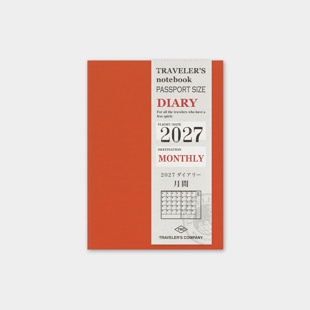 Traveler's Company Passport Notebook 2027 Diary Refill - Monthly