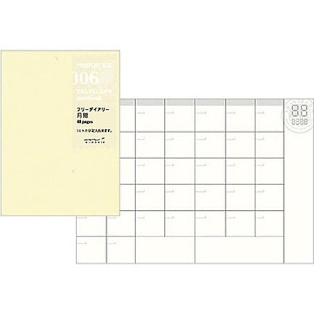 Traveler's Company Passport Notebook Refill 006 Free Diary Monthly