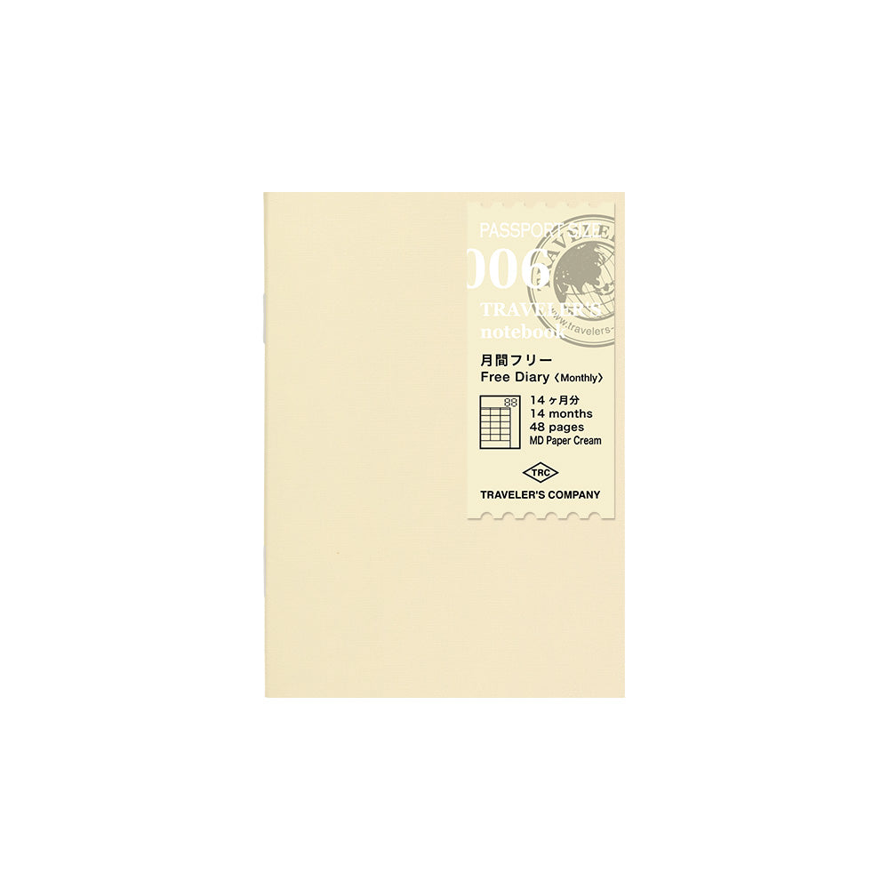 Traveler's Company Passport Notebook Refill 006 Free Diary Monthly