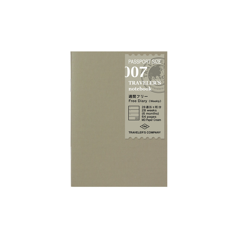 Traveler's Company Passport Notebook Refill  007 Free Diary Weekly