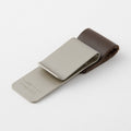 Traveler's Company brown leather pen holder with silver metal clip detail
