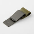 Traveler's Company olive green leather pen holder with matte gray metal clip