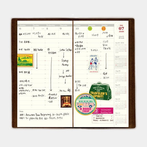 Traveler's Company Regular Notebook 2026 Diary Refill - Weekly Vertical