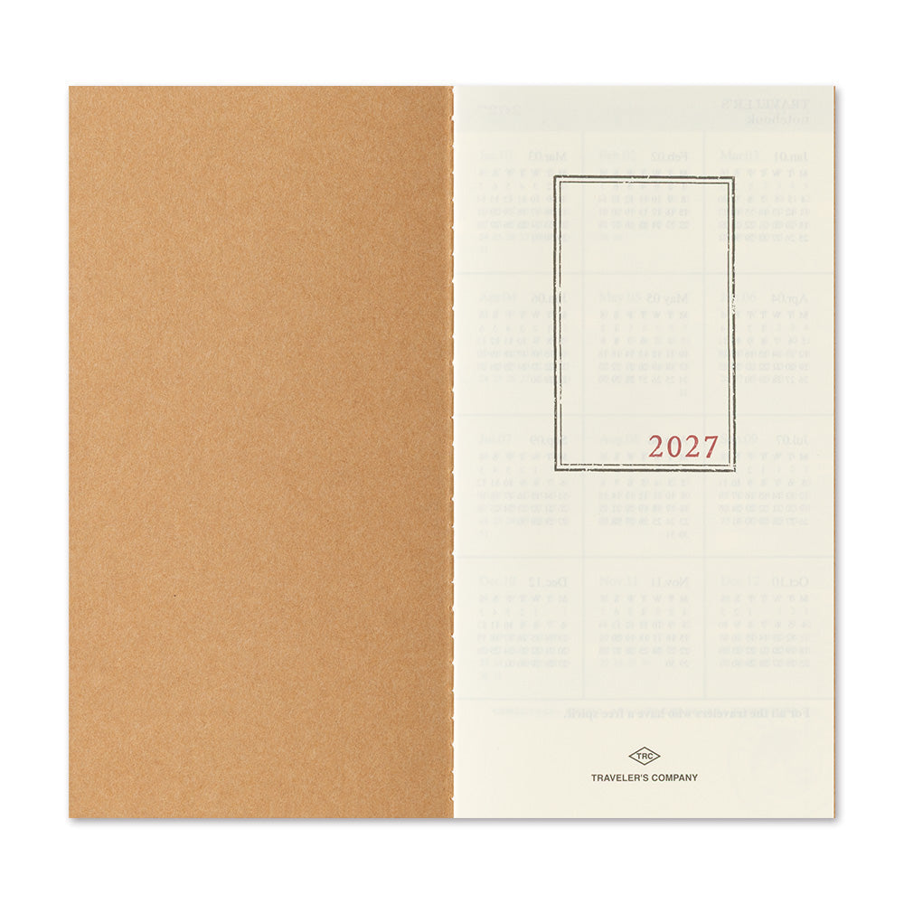 Traveler's Company Regular Notebook 2027 Diary Refill - Monthly