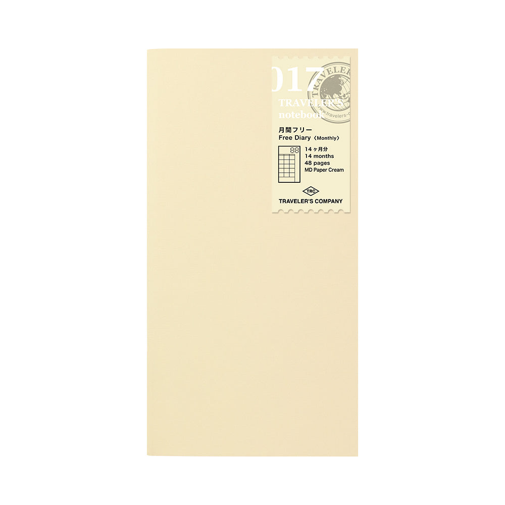 Traveler's Company Regular Notebook Refill 017 Monthly Diary
