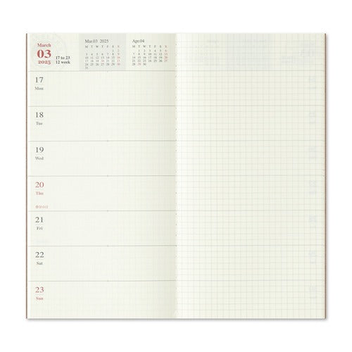 Traveler's Company Regular Notebook Refill - Weekly & Memo Diary 2025