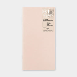 Traveler's Company Regular Refill 031 sticker release paper notebook standing upright with info belly band