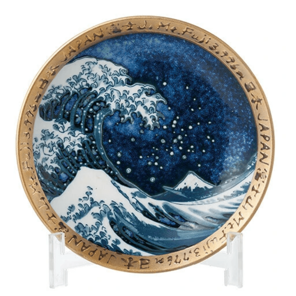 Ukiyoe Big Wave Golden Rim Plate 16.2D