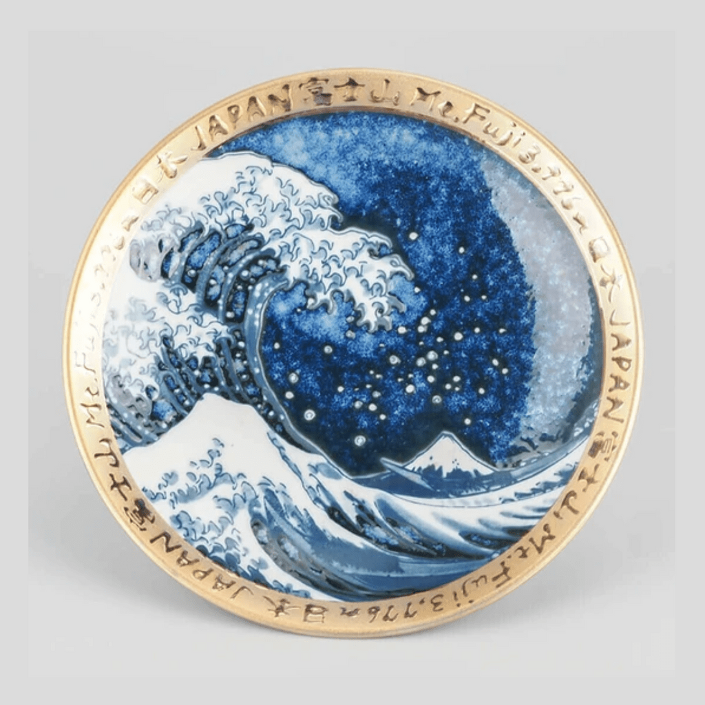 Ukiyoe Big Wave Golden Rim Plate 16.2D