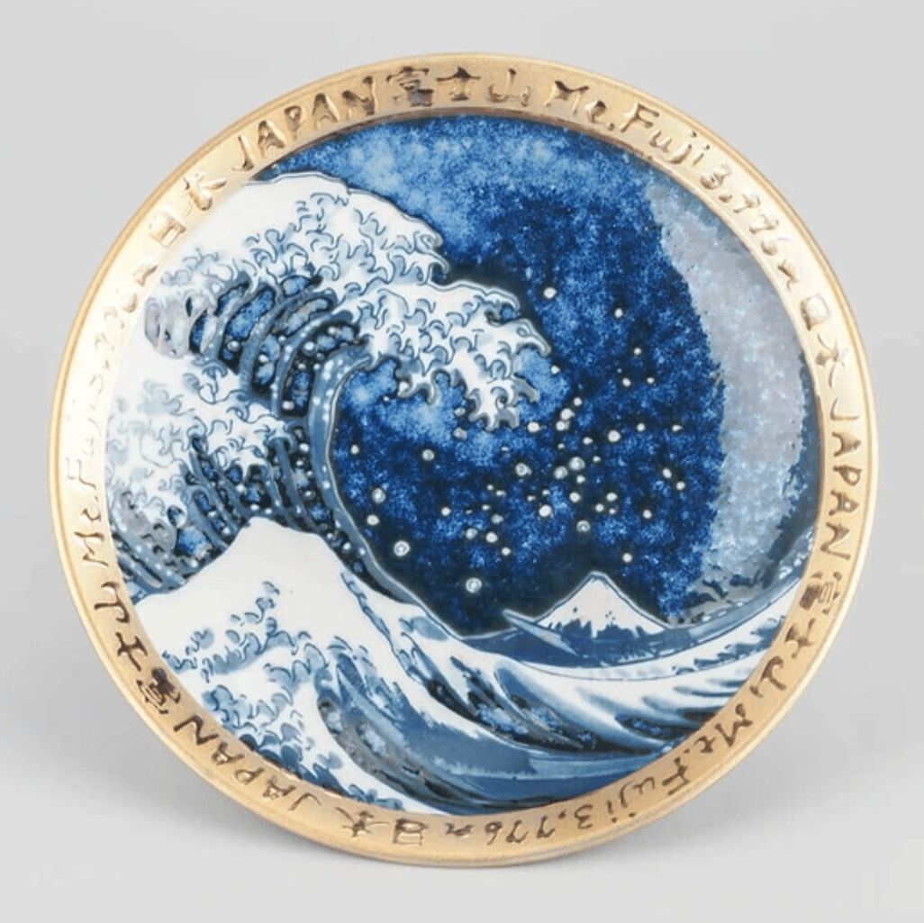 Ukiyoe Big Wave Golden Rim Plate 16.2D