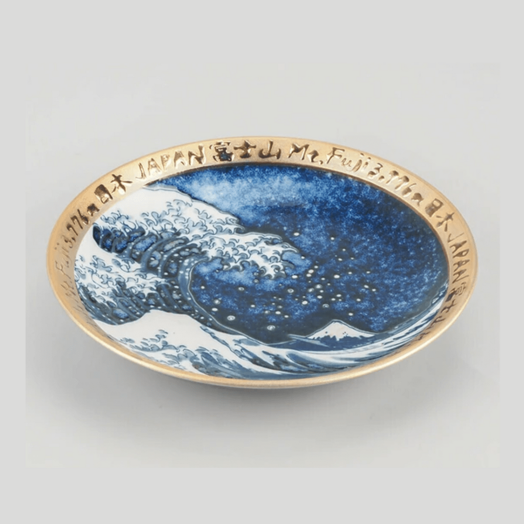 Ukiyoe Big Wave Golden Rim Plate 16.2D