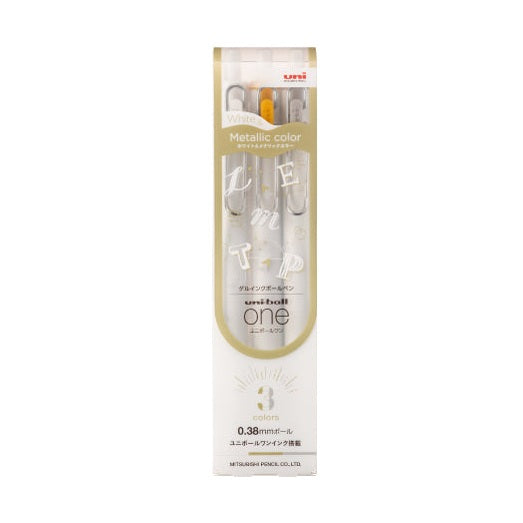 Pack of three white metallic pens