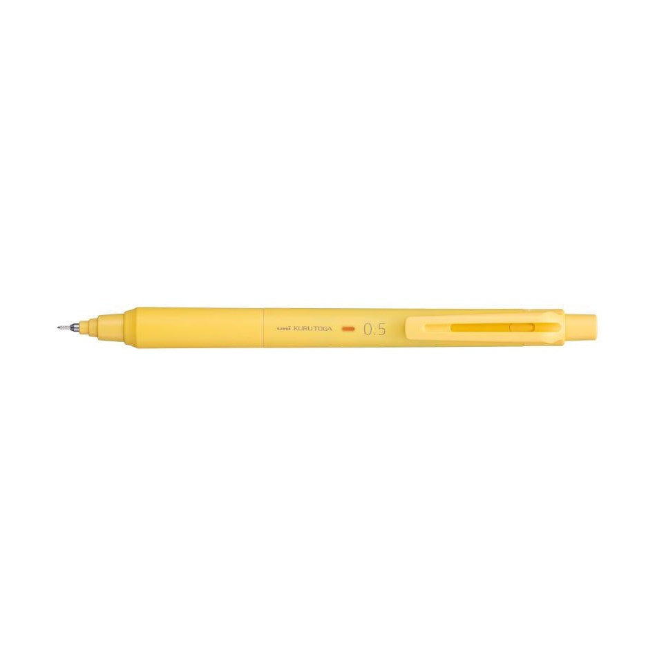 Uni Kurotoga KS 0.5mm mechanical pencil in yellow with integrated clip